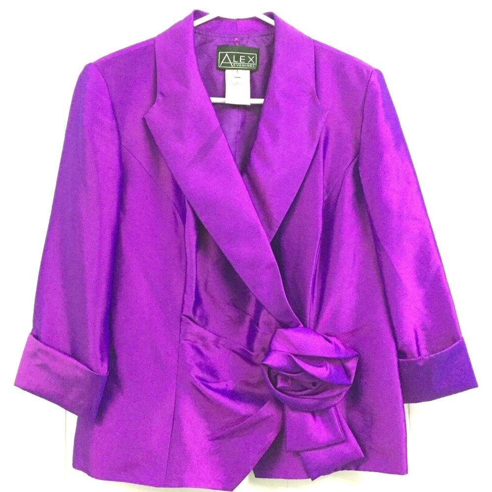 Large ALEX EVENINGS Shimmery Purple Dress Jacket